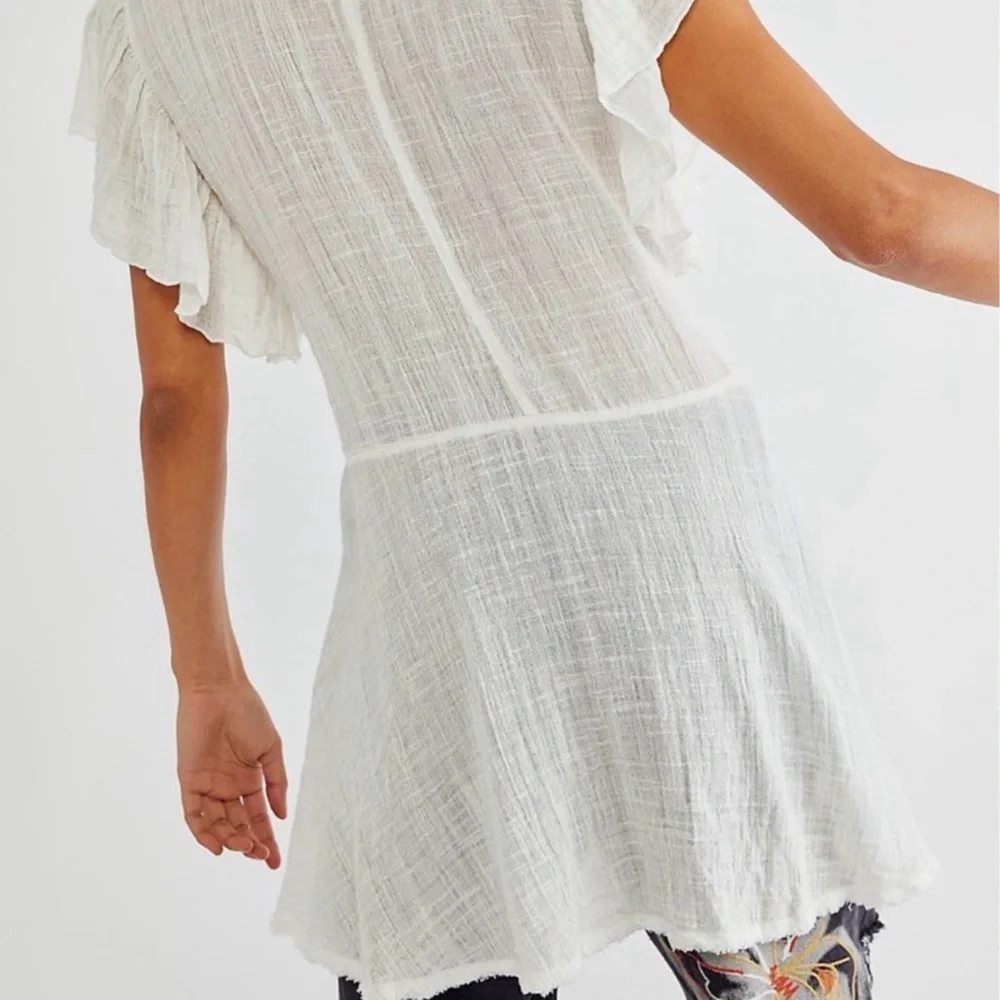 Free People One Angie Textured Gauze Front Tie Boho Top - Picture 7 of 15